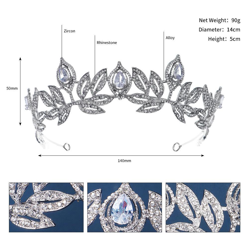 Alloy Rhinestone Crown Korean Bride Photo Studio Travel Style Hair Accessories Baroque Princess Crown Light Luxury Zircon Crown
