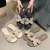 Beautiful Flat-bottomed Cool Slippers for Women To Wear 2025 Summer New Fairy Style with Skirt Half-drag Beach Sandals