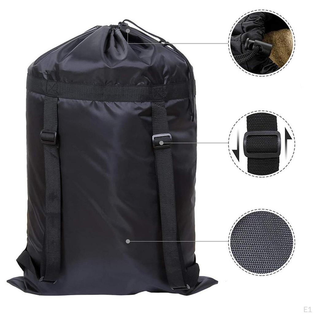 Travel Laundry Bag with Drawstring Extra Large Wet Dry Reusable Black Storage Waterproof
