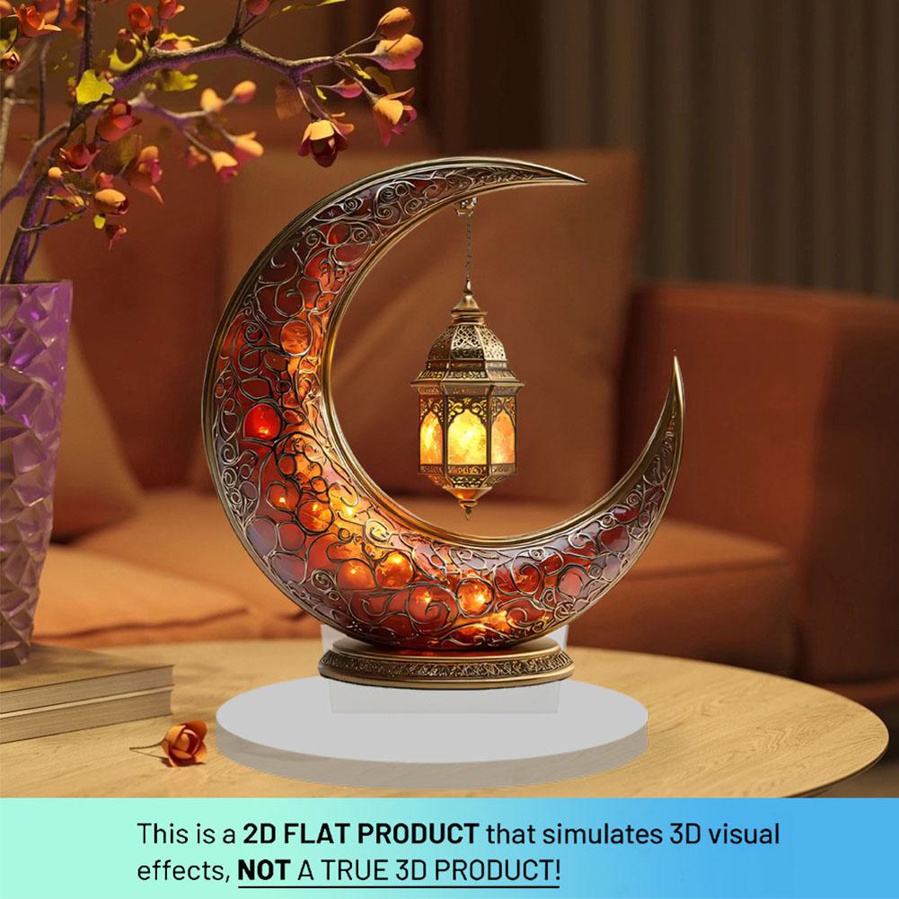 Colorful Printing Acrylic Moon Lantern Flat 2D Art for Bedroom Desktop Family Craft Christmas Party Decoration Festival Gift