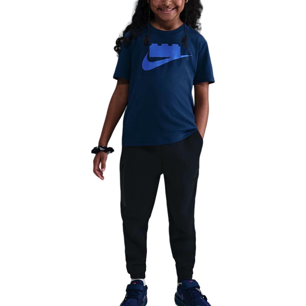 Nike Футболка X LEGO Collaboration Осень/Зима 2025 С круглым вырезом Свитшот Повседневная с коротким рукавом Детские топы IQ5364-477