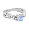 Moonstone Crisscross Stackable Ring - 925 Sterling Silver