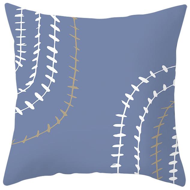 Nordic Blue and Purple Abstract Geometric Pillowcase Peach Leather Velvet Printed Home Fabric Sofa Pillow Cushion Cover