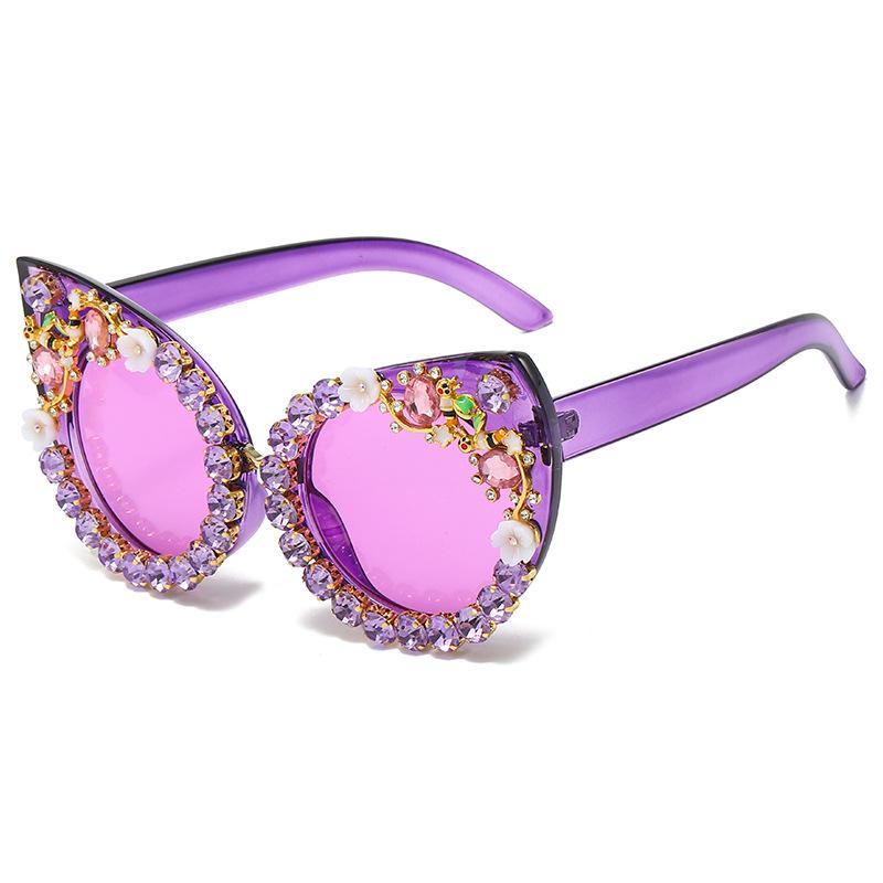 Sunglasses Personalized Diamond Cat Eye Sunglasses Versatile Street Sunglasses Women