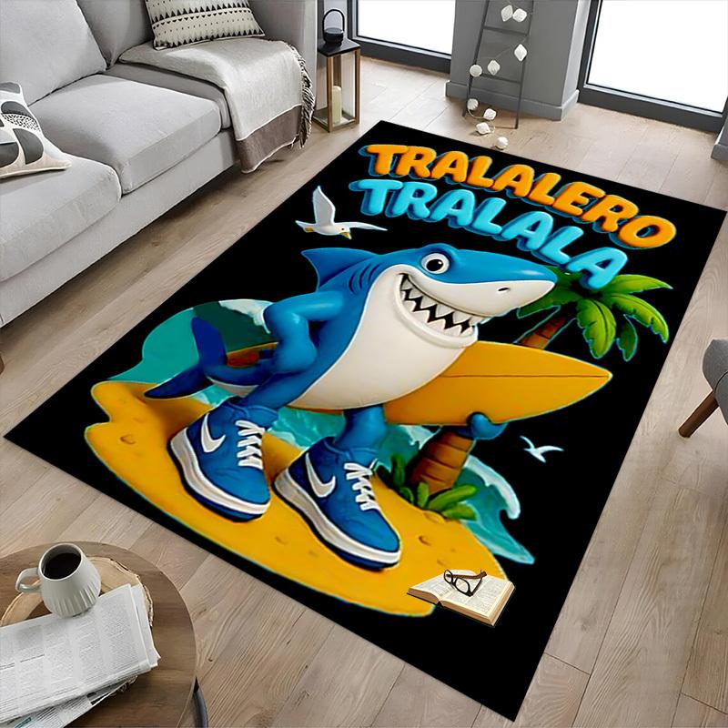 1pc Shark Surfboard Carpet, Office Rug Outdoor Mat Home Decor Area Carpet Festival