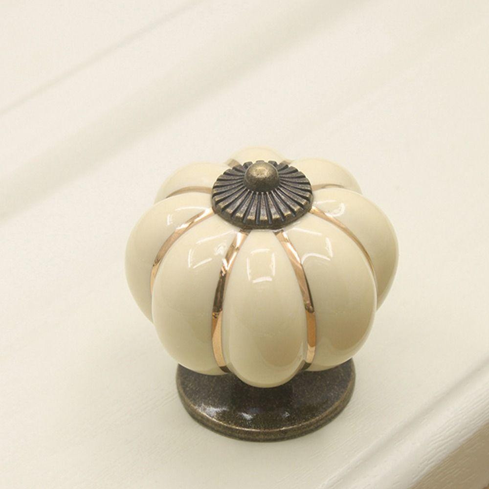 Керамическая ручка-тыква в европейском стиле с одним отверстием для ящика, ручки-ручки для дверей в стиле ретро, кухонные ручки