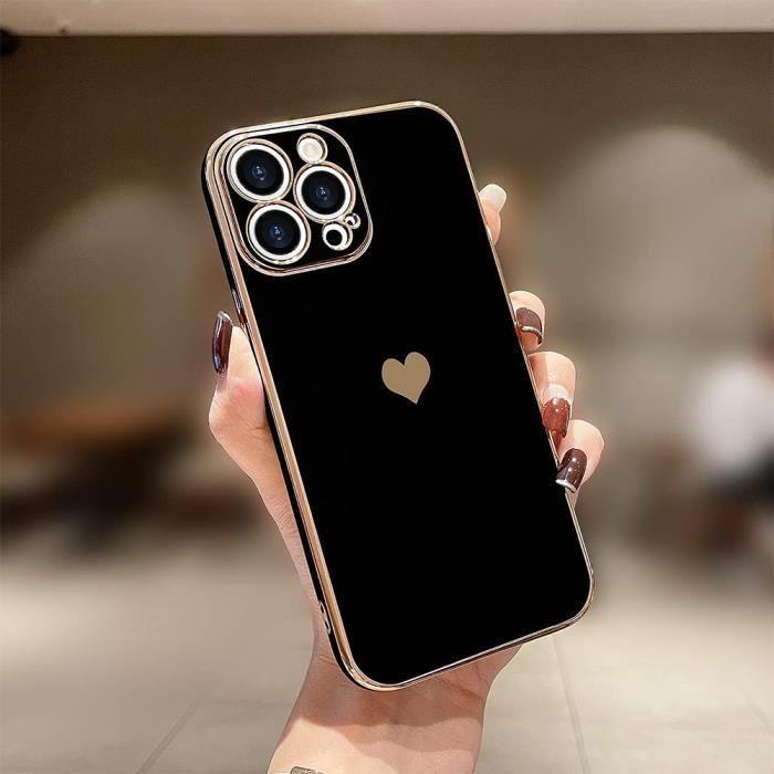 Coque - Luxe - pour iPhone 15 Pro Max - Antichoc - Motif Cœur - Noir