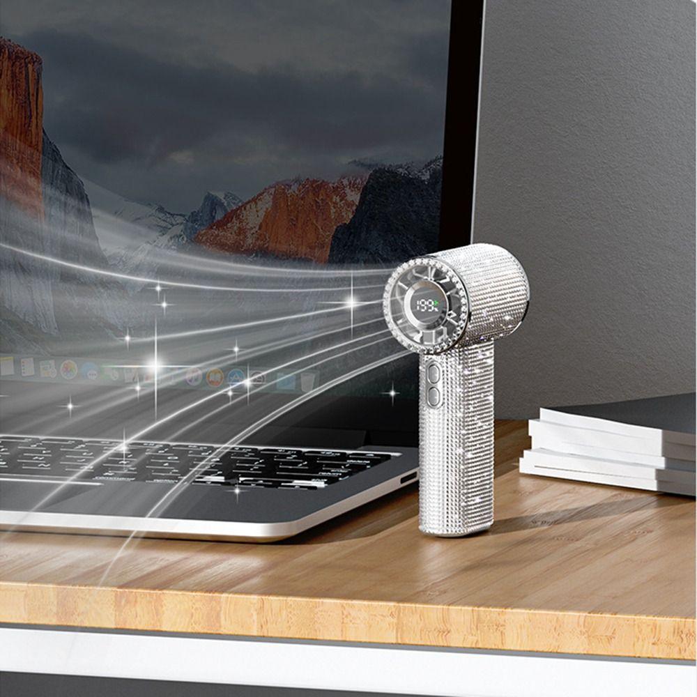 Digital Display Mini Cooling Fan Long-Lasting Bladeless Personal Fan Outdoor Travel
