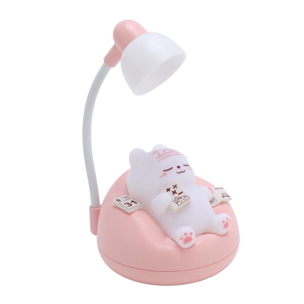 Настольный ночник в форме милого кота, 3 яркости, прикроватная лампа для ухода за глазами в виде животного для спальни, розового цвета