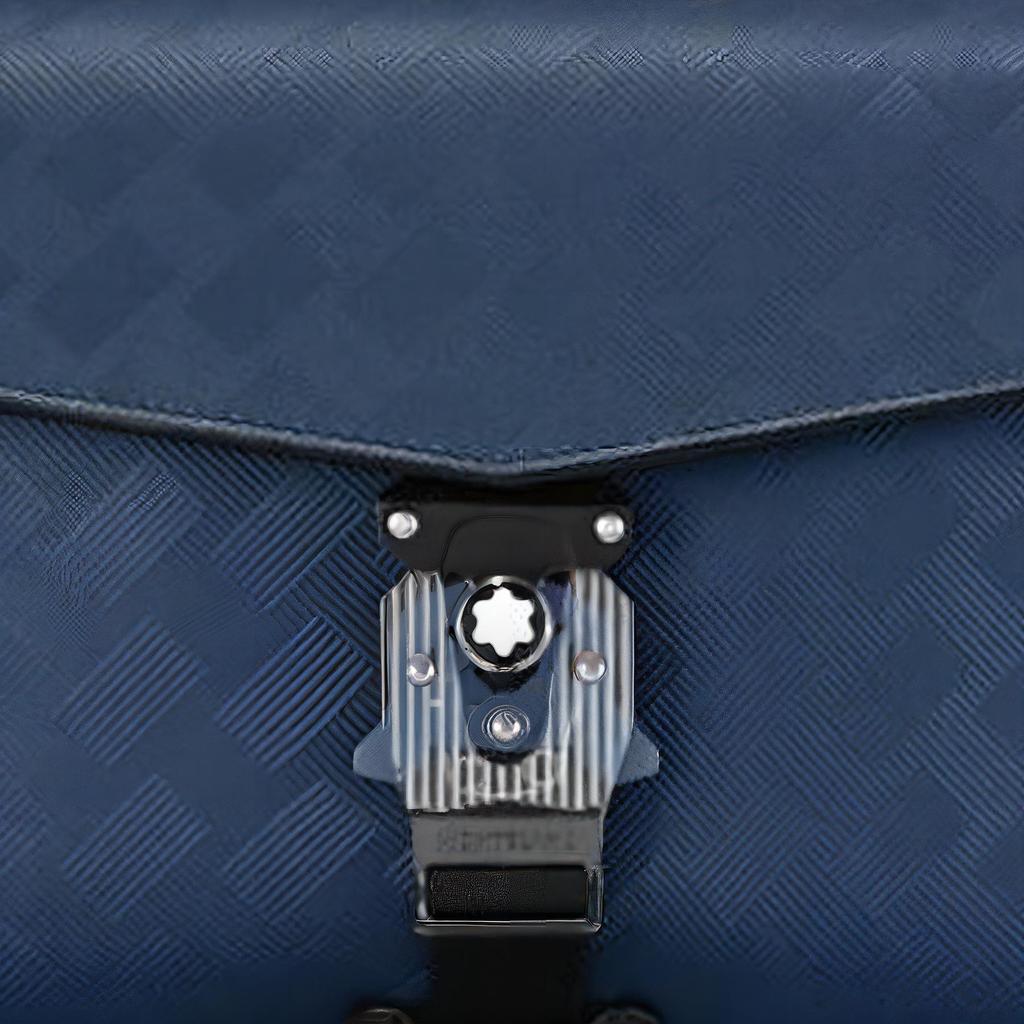 Montblanc Solid Color M Buckle Leather Handheld Shoulder Crossbody Bag Men bags Ink-Blue 198373
