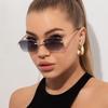 Women's Fashion Cut Edge Diamond Rimless Sunglasses Men's Classic Fashion Brand Driving Glasses Trendy Street Wear Accessories