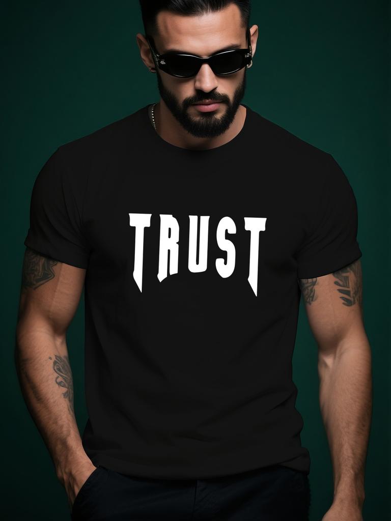 TRUST Футболка с коротким рукавом Streetwear - Летняя с круглым вырезом ...