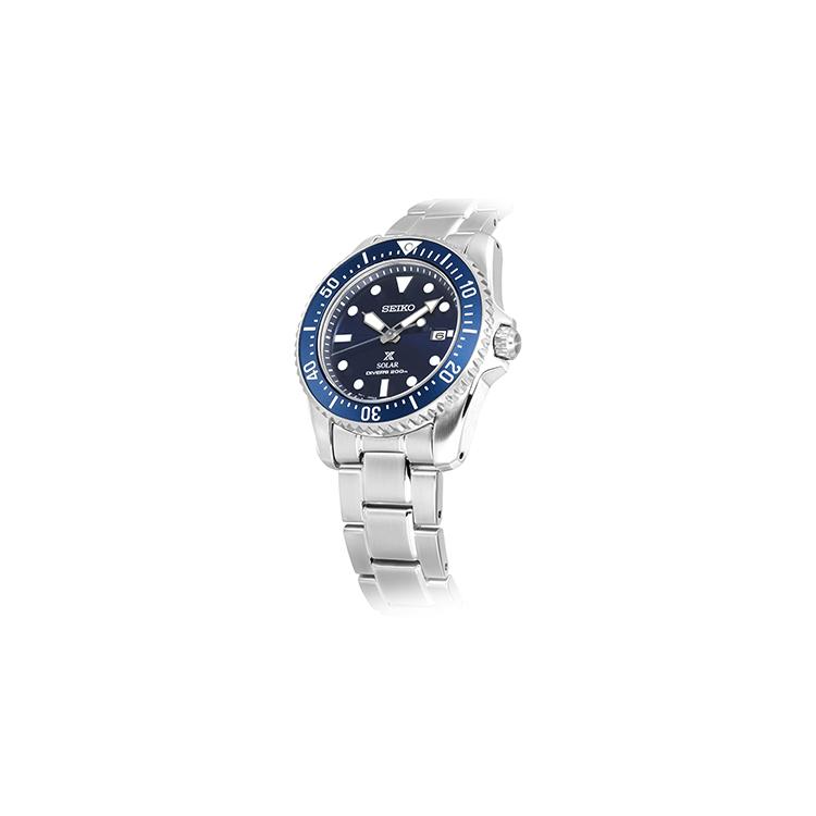 Seiko Prospe Повседневные часы на солнечной батарее с ремешком из нержавеющей стали Мужские часы Синий циферблат SNE585P1