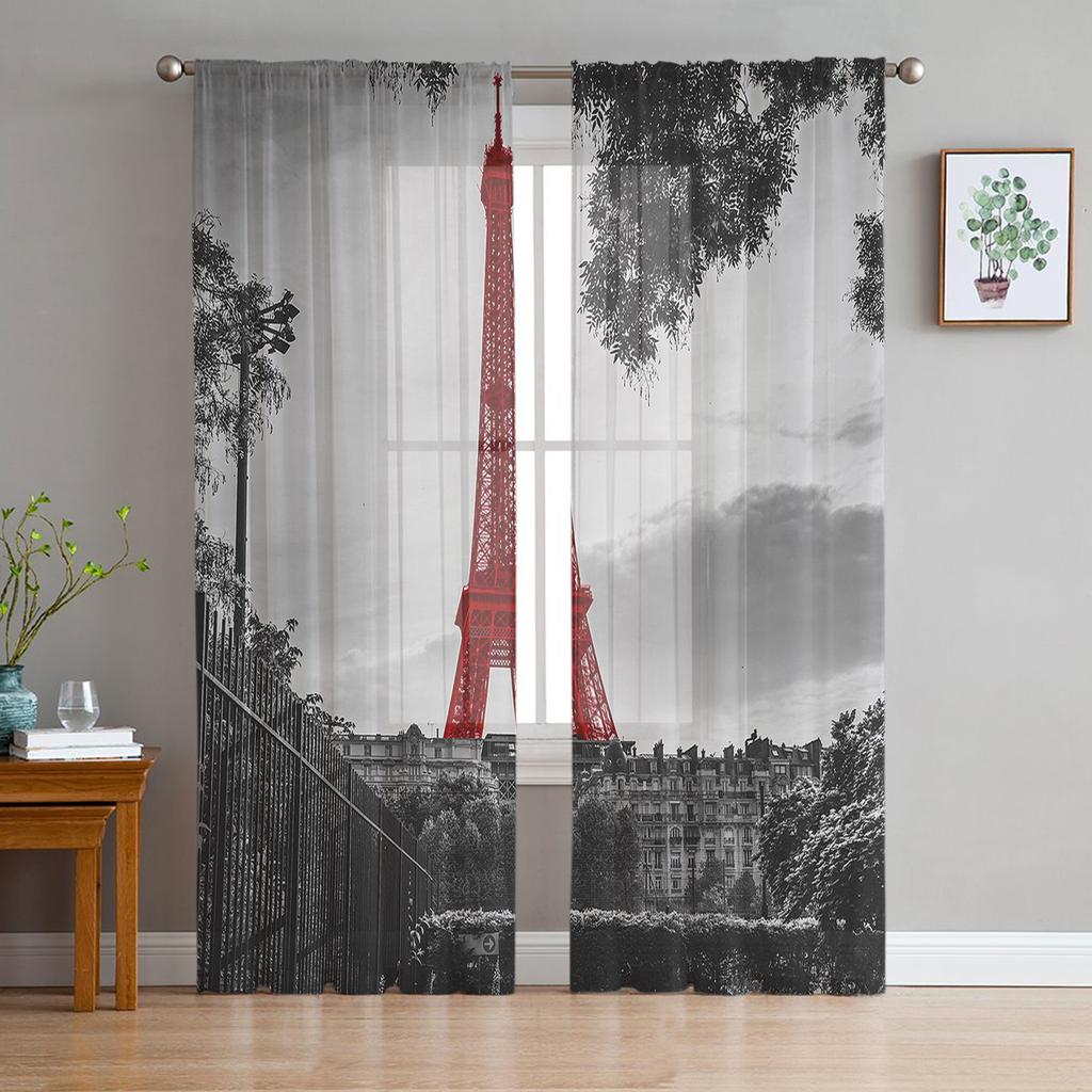 Париж Терраса Цветочная Мечта Шторы Для Гостиной Роскошные Тюлевые Шторы Для Детской Спальни Кухня Комната Современный Стиль Прозрачные Шторы