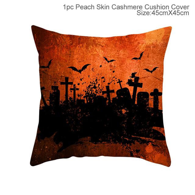 45x45cm Halloween Cushion Cover Pumpkin Bat Wizard Ghost Halloween Decor For Home Pillowcase Ornament Scary Halloween Party Gift