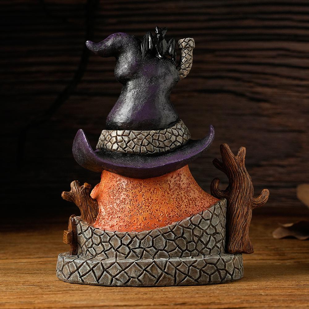 Halloween Witch Hat House Decoration with LED Lights, Pumpkin & Skull Figurines, Haunted Tree, Spooky Tabletop Holiday Ornament