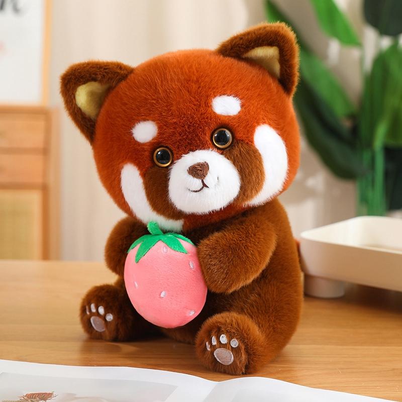 Red Panda Simulation Standing Squat Satchel Fruit Vegetable Series Soft Cartoon Animals Plush Pillow Children Xmas Gifts Anime