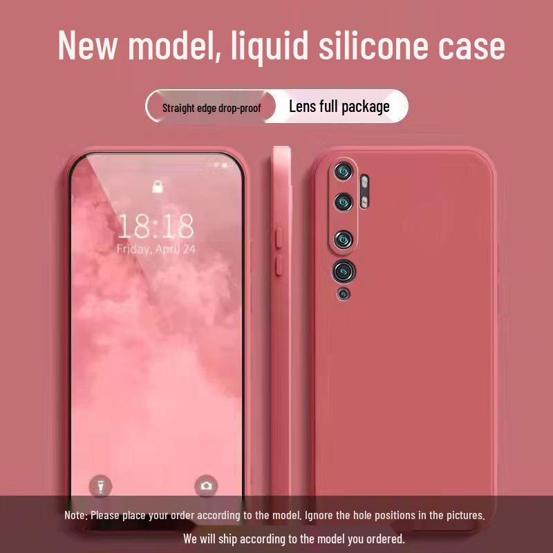 Совместимо с Xiaomi CC9 Pro: Однотонный, Дизайн Кубика Рубика, Жидкий Силикон, Полностью Покрывающий, Ударопрочный, Мягкий Чехол с Прямыми Краями.
