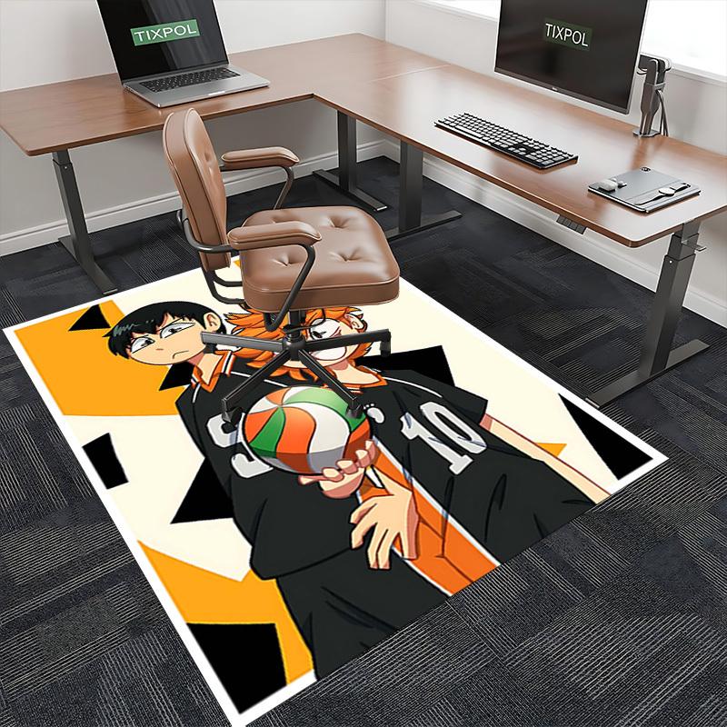 1pc Haikyuu!! Kageyama Tobio & Tsukishima Kei Volleyball Team Chair Mat, Anime Cartoon Design, Anti-Slip Carpet for Office and Home Decoration, Suitab