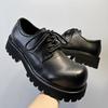 Derby Shoes Men's Black Big Head Leather Shoes 2025 New Autumn Platform Trend Men's Shoes 1028-A