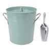Round Ice Bucket Multipurpose Safe Galvanized Ice Buckets with Lid and Ice Shovel for Bar Restaurant Party Blue