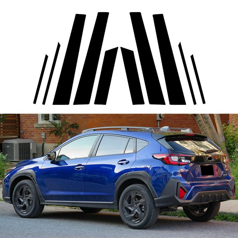 10 шт., стойки для оконных стоек автомобиля, накладка, наклейка для Subaru Crosstrek/Subaru XV 2018 2019-2023, глянцевая черная внешняя часть автомобиля, наклейка