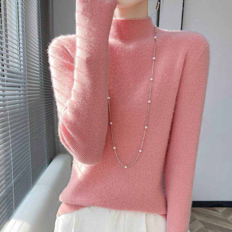 INDFS Женская мода Повседневный Осень Зима Однотонный Принт Длинный Рукав Полуводолазка Свитера