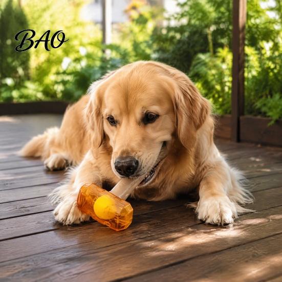 Indestructible Dog Toys 2Pcs Squeaky Hammer with Tennis Ball Inside, Interactive Fetch Toys, Rubber Chew Toy for Medium Large Dogs Indoor Outdoor Play