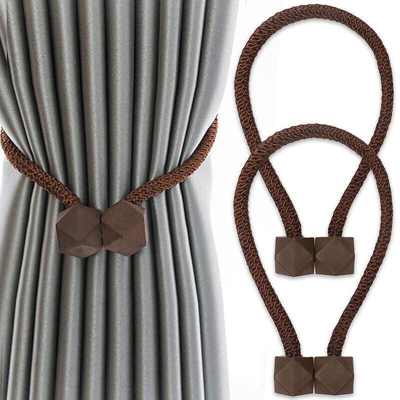 Set of 2 Strong Magnetic Curtain Tiebacks with Buckle Clips