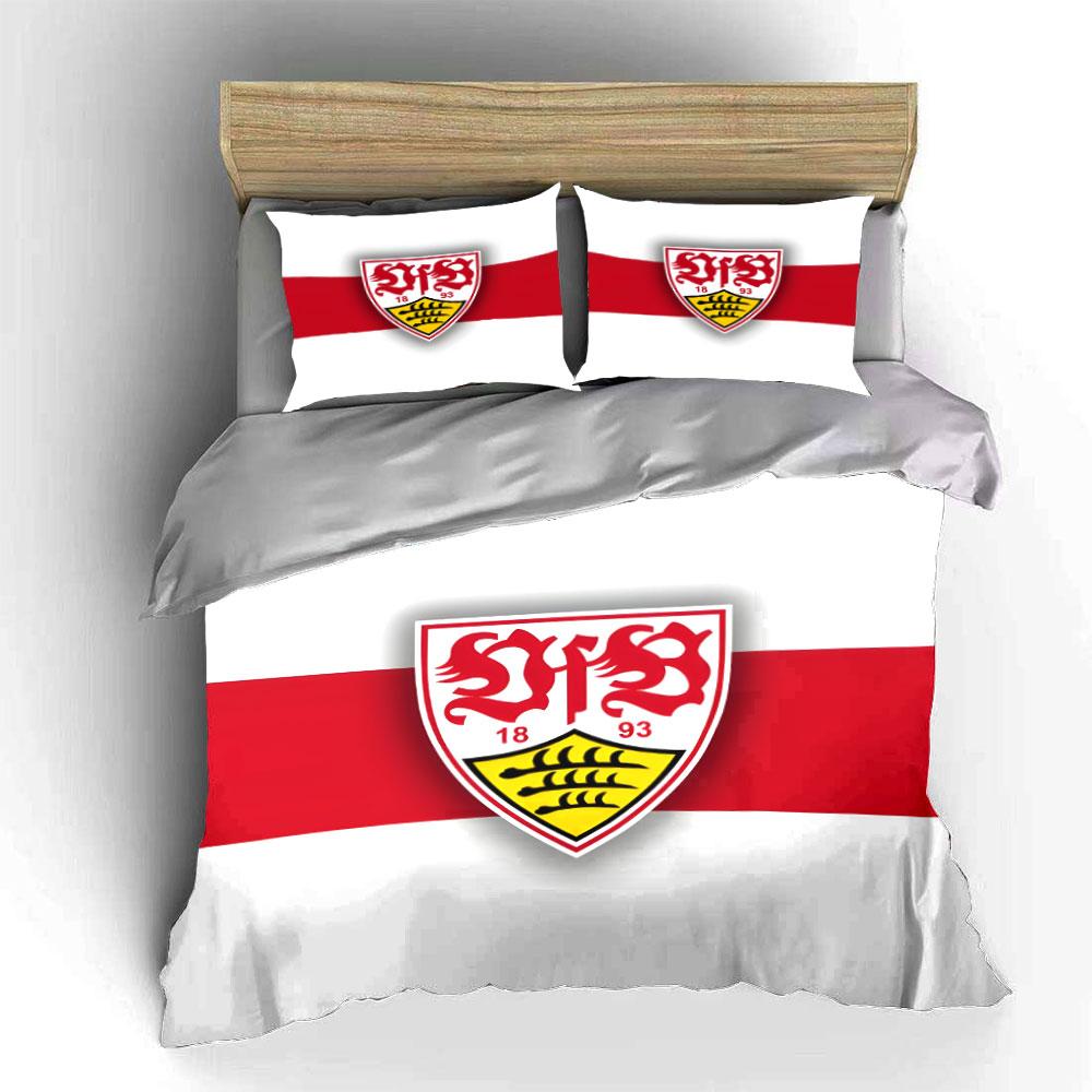 Red stripe, Stuttgart emblem. Bedding sets Duvet cover sets Duvet covers Pillowcases(1*Duvet Cover 2*Pillowcases without duvet insert)