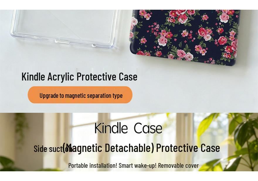 Магнитный съемный чехол для молодежи для электронных книг Kindle KPW1-6: Подставка-держатель для сна, Акрил и Силикон