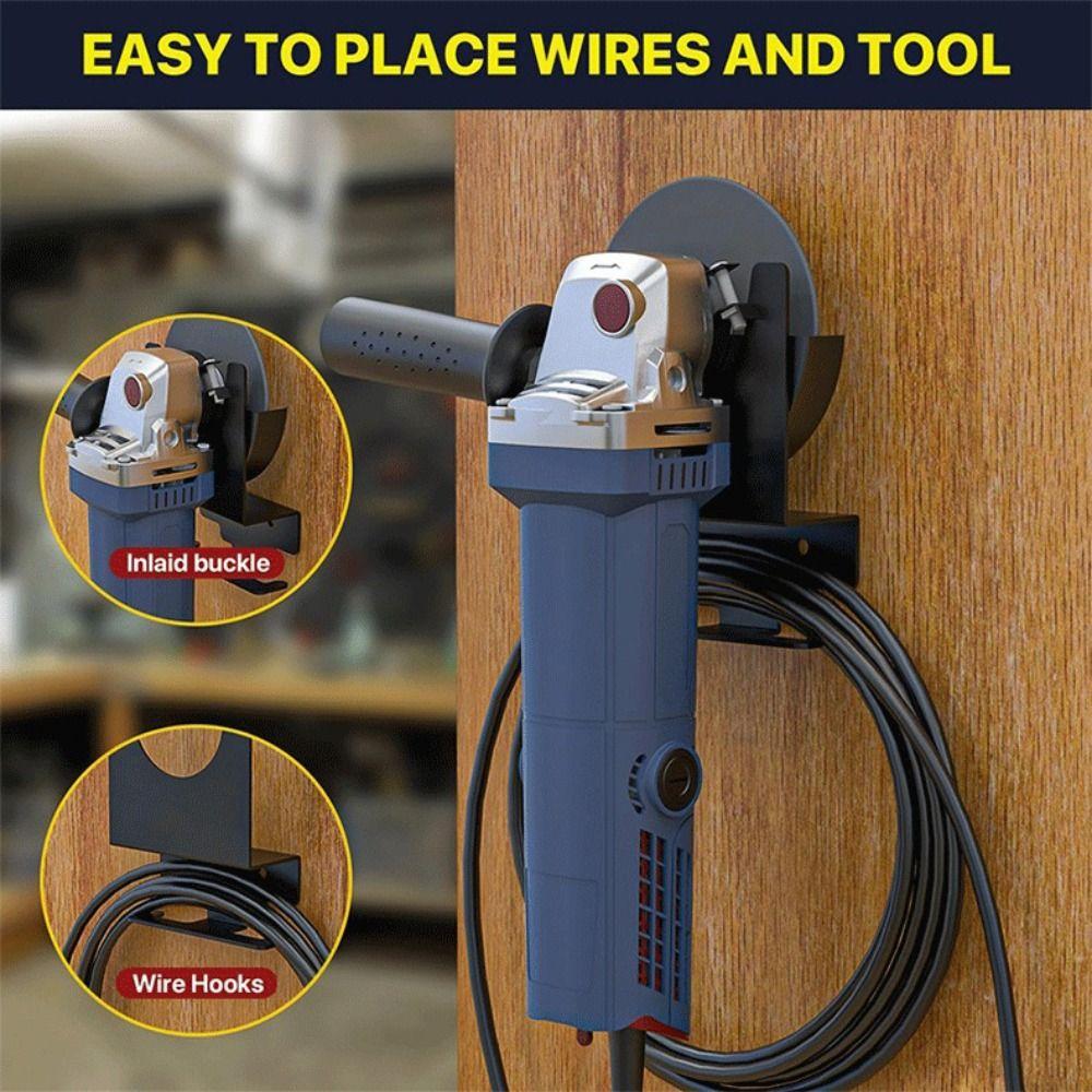 Wall Mount Angle Grinder Holder Black Tool Storage Rack Heavy Duty Angle Grinder Rack