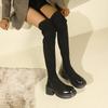 Модные женские сапоги выше колена, размер 40, осень 2024, модные женские сапоги на платформе, женские носки, женские высокие сапоги на квадратном каблуке