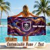 Custom Text Beach Towel, Soft Absorbent Swimming Multi-use TowelBurnley Football