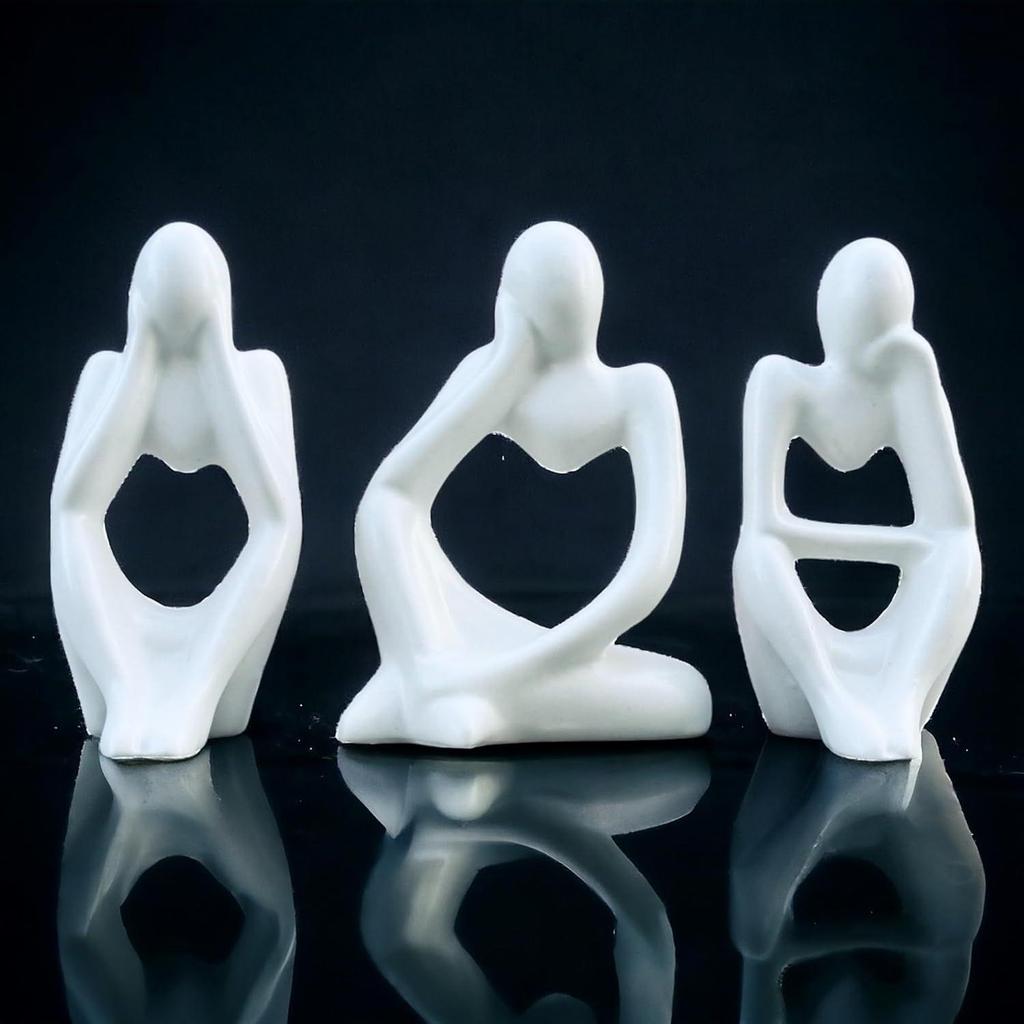 Новый набор из керамических статуэток «Мыслитель» из 3 предметов современного искусства, скульптурные украшения для домашнего декора