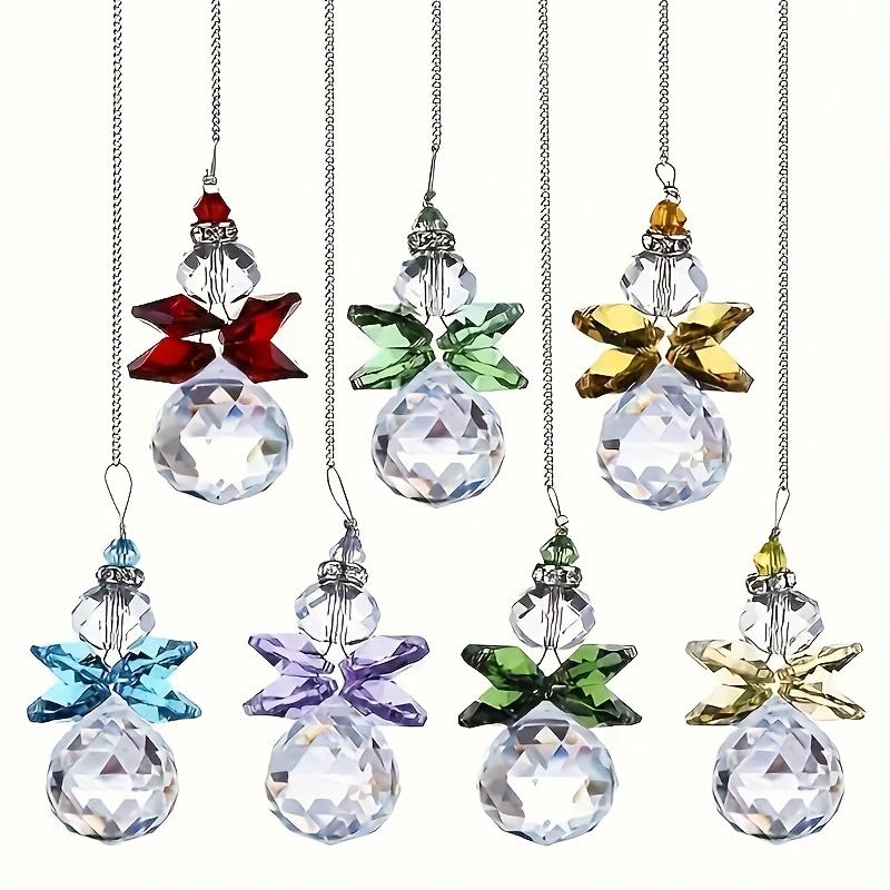 7-Piece Crystal Angel Sun Catcher Pendant Set & Colorful Hanging Prism Ornaments for Home, Garden, and Tree Decor