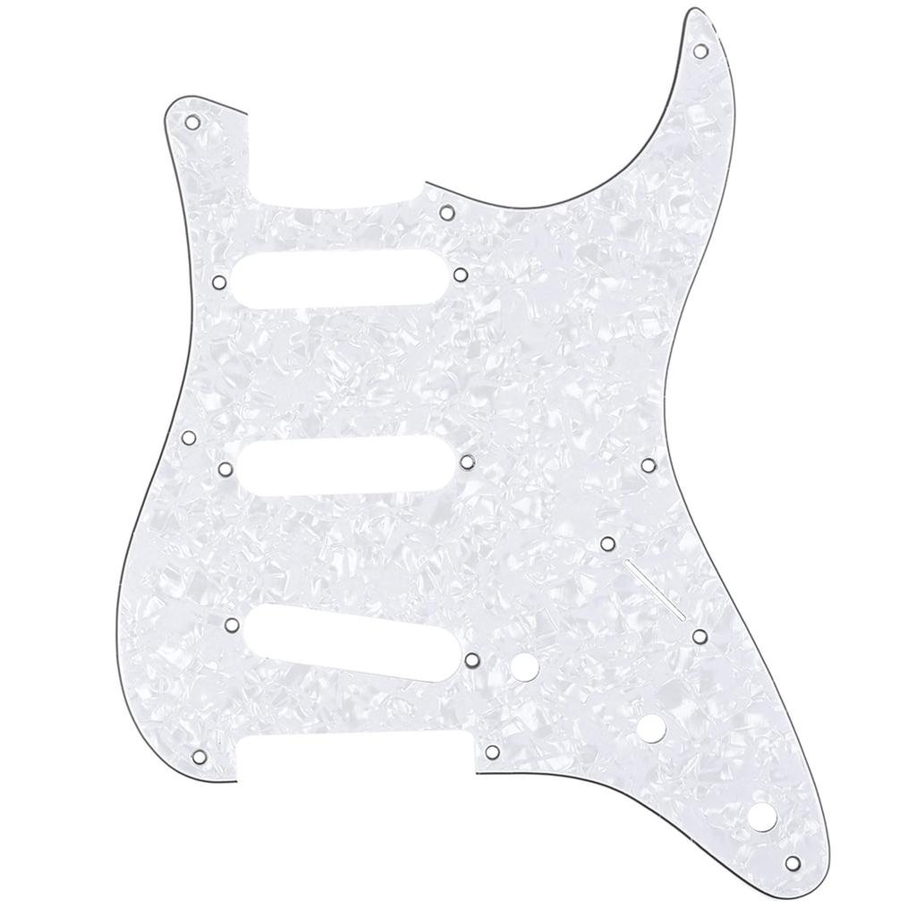 Musiclily Pro 8-Hole ST50's (57) SSS Stratocaster Pickguard for American ST Strat Electric Guitars, 4-Piece White Pearl