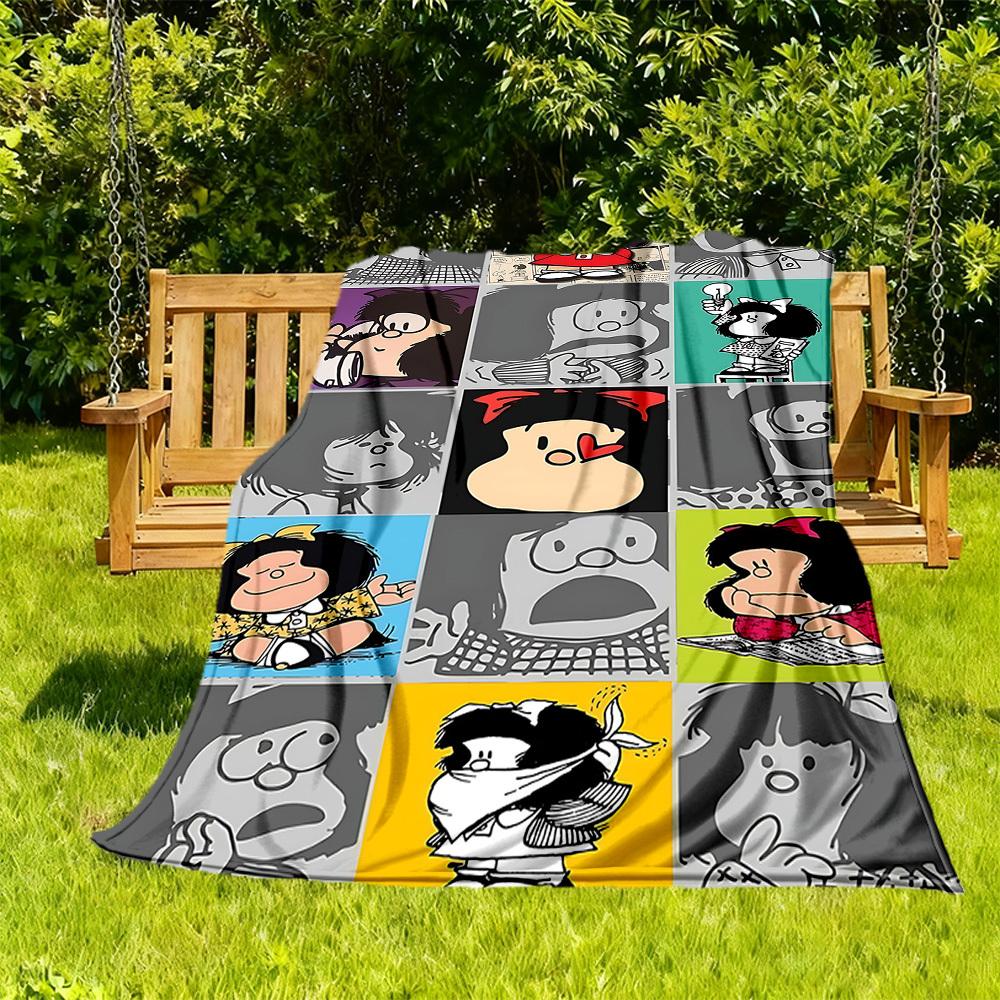 1PC Mafalda Outdoor Blanket Lightweight Flannel, Soft & Warm, All-Season Use for Sofa, Outdoor, Camping, Living Room, Office29