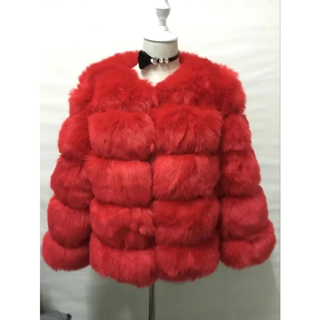 Women Autumn Winter Imitation Fox Fur Faux Fur Coat Women's Short Long Sleeve Fur Artificial Fur Coat
