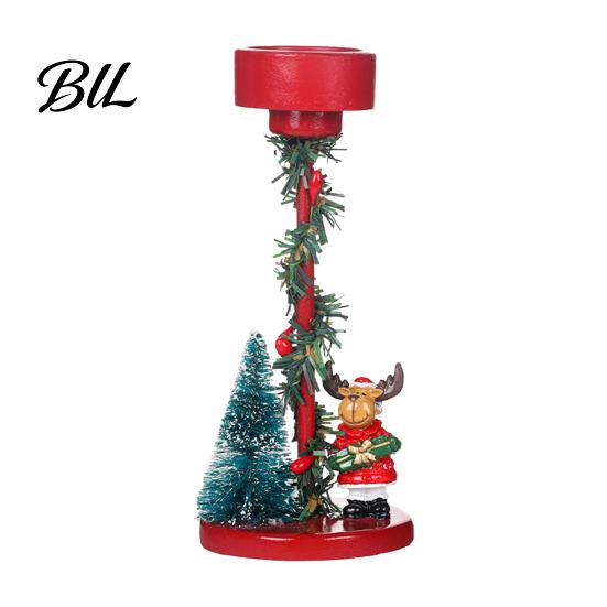 Red Metal Art Craft Christmas Reindeer Candle Holders, Cartoon Candlestick Cute Holder Tree Elk Decor for Tealight Candles, Table Centerpieces
