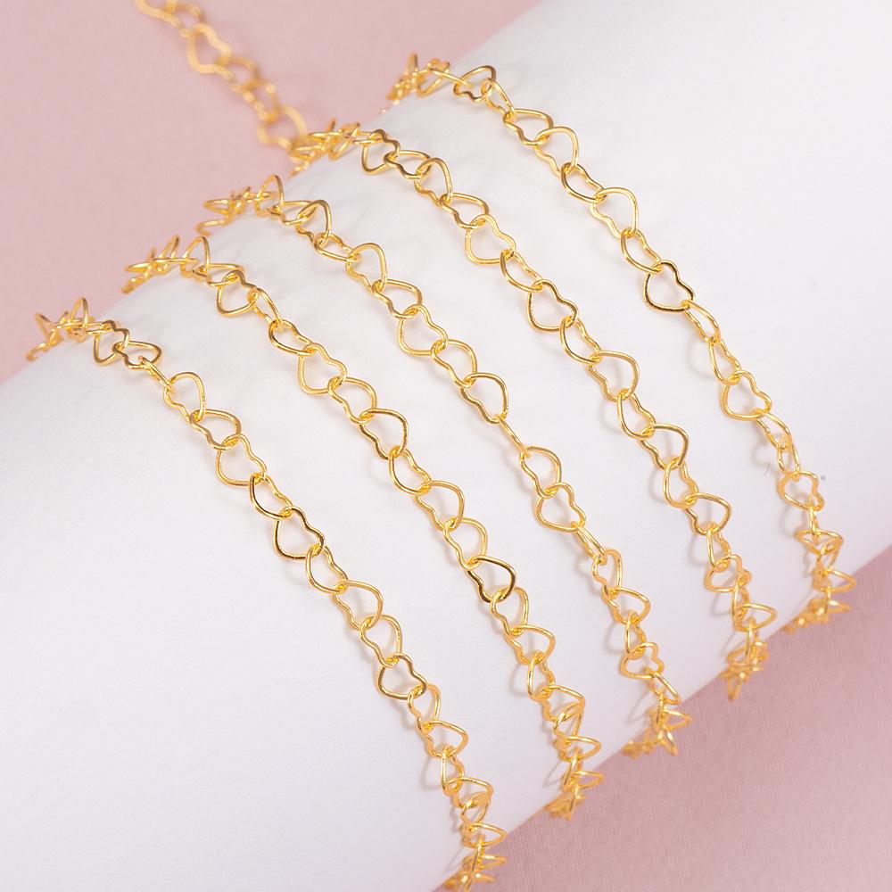 1Meter 3.2mm Necklace Heart Star Chain Gold Color Copper Link Chains Bracelet for Jewelry Making DIY Handmade Craft Wholesale