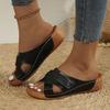 Large Size Thick-soled Hollow Slippers Summer New Casual Velcro Women's Slope Heel Cool Slippers