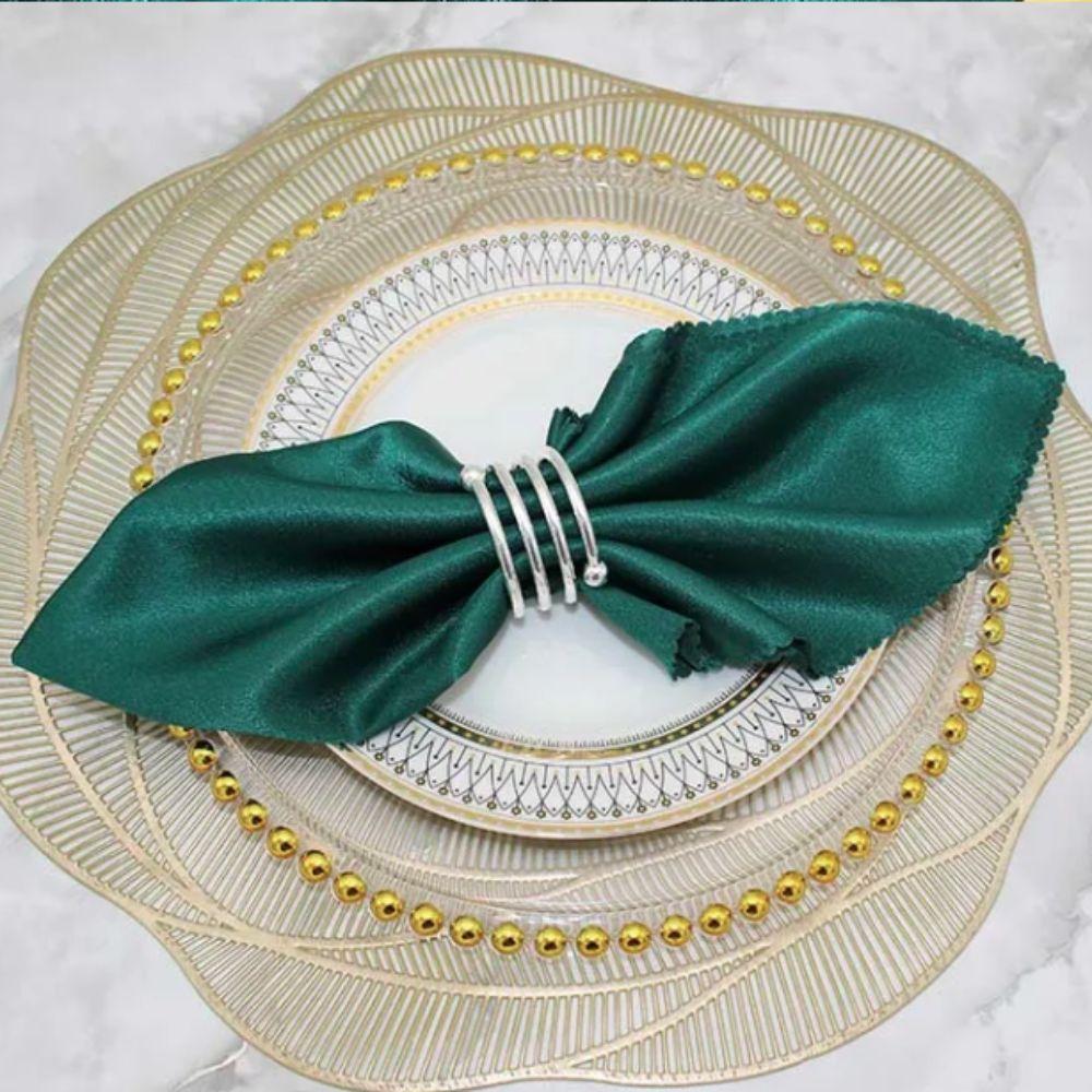 6 шт. Золотые/Серебряные кольца для салфеток в форме пружины, кольца для салфеток с двойными бусинами, свадебные