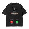 Cahfih Funny Catfish Fih Meme Washed T Shirt Man  Y2k Basic Cotton T Shirts Summer Oneck Harajuku Tees Loose Oversized Clothing