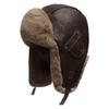 Retro Leather Lei Feng Winter Aviator Hat - Unisex Warm Fleece-Lined Ski & Cycling Ear Protection