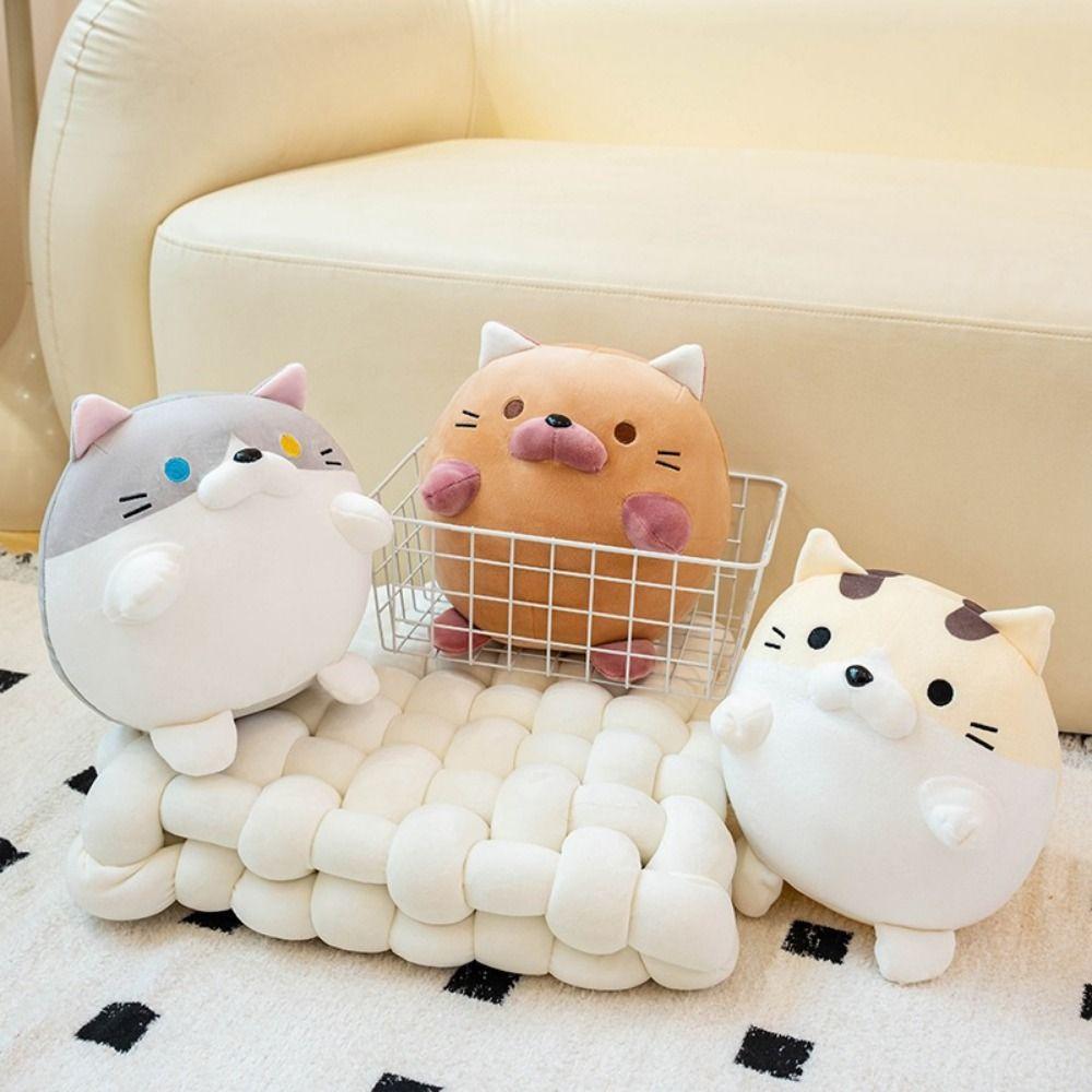 Cartoon Kitten Ball Nap Pillow Cat Circular Kitten Ball Plush Pillow  School