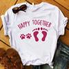 Women T Graphic Flower Never Walk Alone Dog Paw Fashion Printed Top Tshirt Female Tee Shirt Ladies Clothes Tshirt