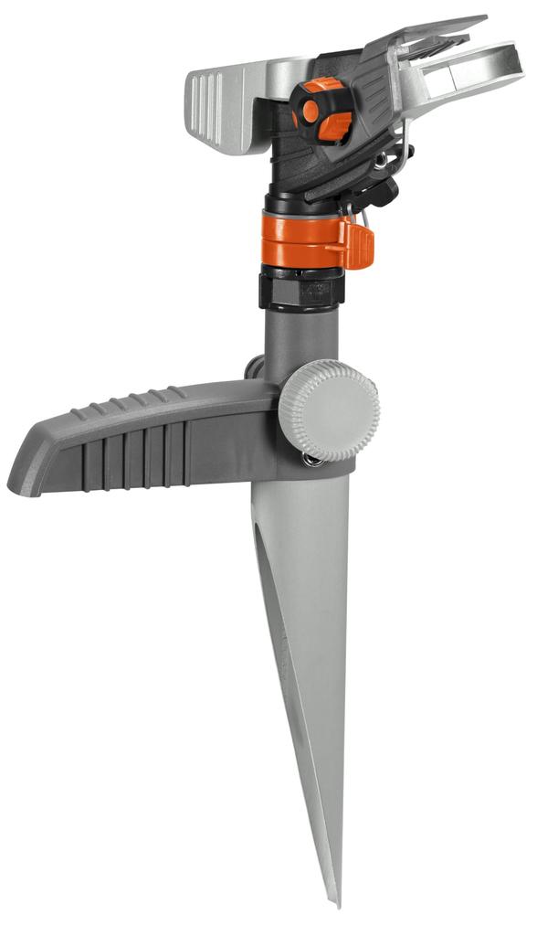 GARDENA Rotating Pulse Sprinkler with Fixed Metal Waters up to Product Up to 5 Years Spikes, Premium, 490m², 8136-20, Warranty