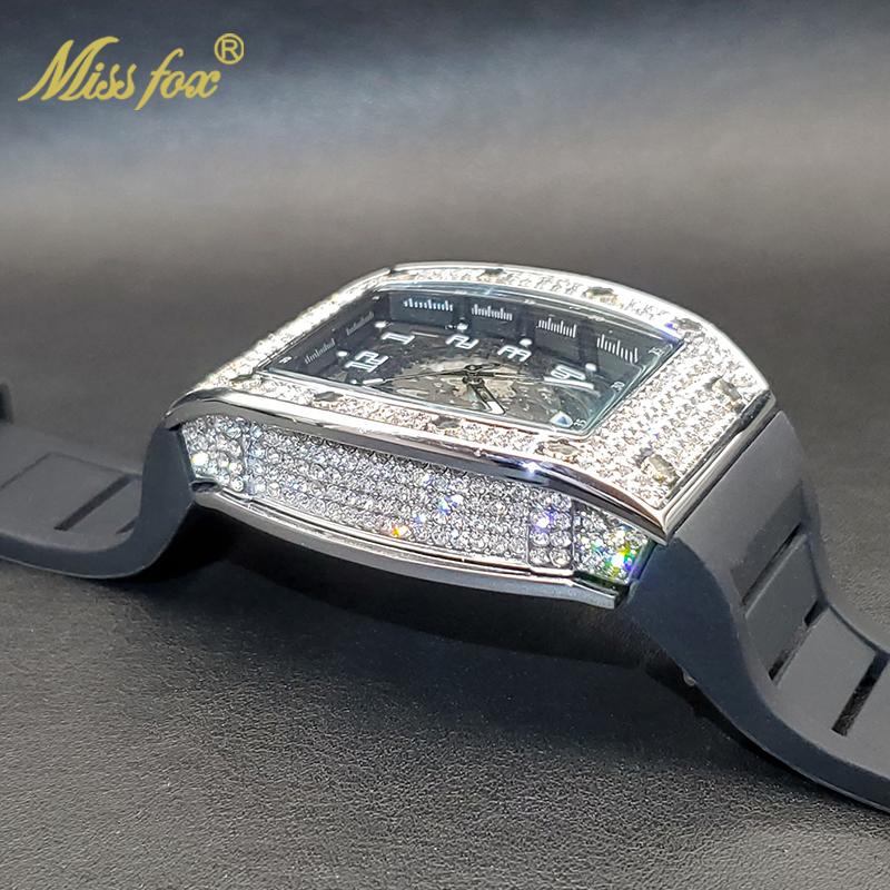 Big Men's Watch Hip Hop Rock Style Rubber Strap Watches For Man Calendar Waterproof IceOut Male Accessories Clock Dropshipping