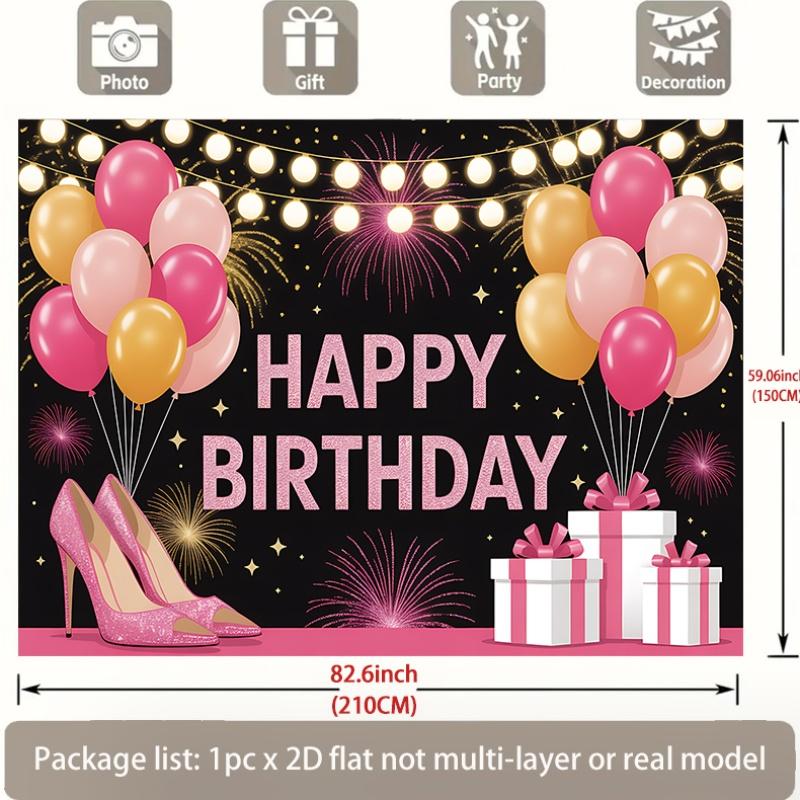 Birthday Celebration Party Banner, Polyester Photo Backdrop for Home Room Wall Decor and Gifts